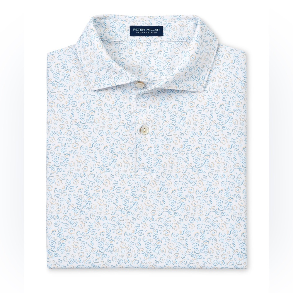 Peter Millar White Fields Of Carlsbad Performance Jersey Polo Golf Floral Print